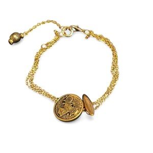 Handmade Gold Chain Bracelet with Model T Medallion made from antique cufflinks